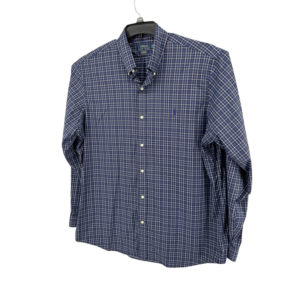 Polo Ralph Lauren Performance Stretch Shirt Mens XXL Navy Grid